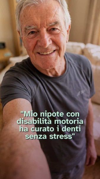 Nonno Sergio racconta l'esperienza del nipote con disabilità motoria ad Hamster Corporation , studio dentistico specializzato in pazienti con disabilità motorie a Roma Tuscolana